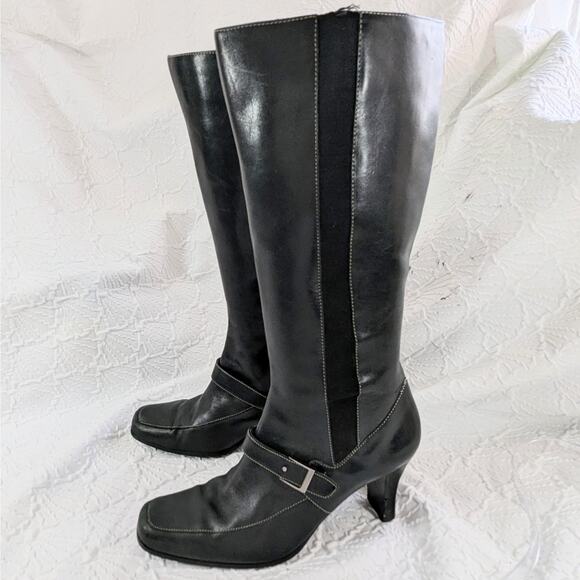 WORTHINGTON! BLACK GENUINE LEATHER ELASTIC INSET, BUCKLE & STRAP BOOTS! SZ 9M - Picture 12 of 12